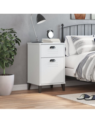 Comodino VIKEN Bianco in Legno Massello di Pino