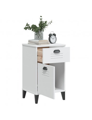 Comodino VIKEN Bianco in Legno Massello di Pino