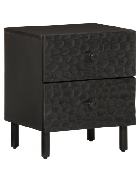 Comodino Nero 40x33x46 cm in Legno Massello di Mango