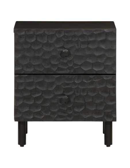 Comodino Nero 40x33x46 cm in Legno Massello di Mango