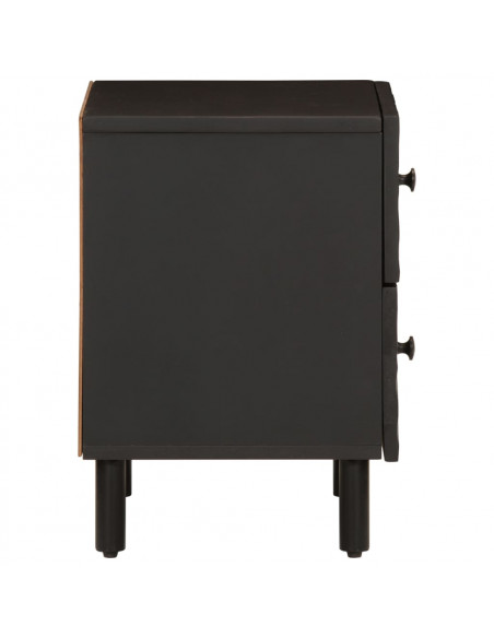Comodino Nero 40x33x46 cm in Legno Massello di Mango