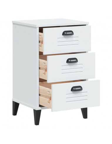 Comodino VIKEN Bianco in Legno Massello di Pino