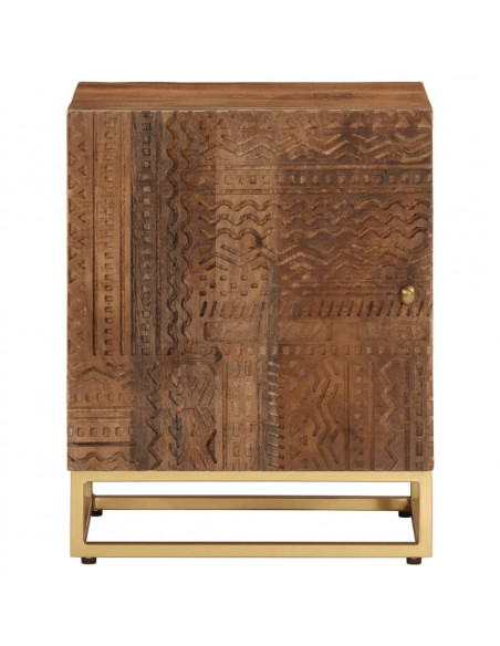 Comodino 40x30x50 cm in Legno Massello di Mango e Ferro