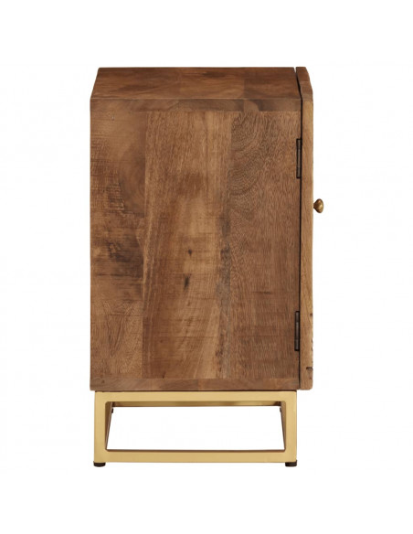 Comodino 40x30x50 cm in Legno Massello di Mango e Ferro