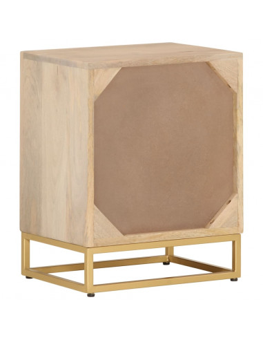 Comodino 40x30x50 cm in Legno Massello di Mango e Ferro