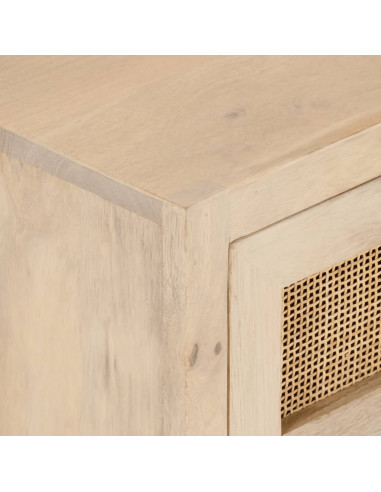 Comodino 40x30x50 cm in Legno Massello di Mango e Ferro