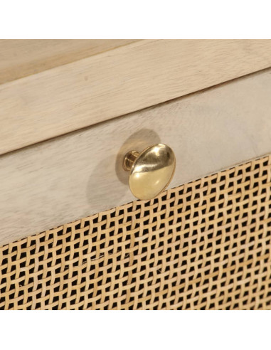 Comodino 40x30x50 cm in Legno Massello di Mango e Ferro