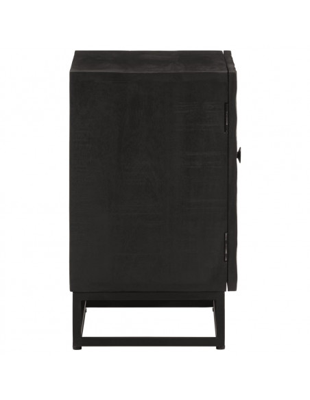 Comodino Nero 40x30x50 cm in Legno Massello di Mango e Ferro