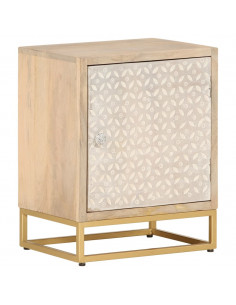 Comodino 40x30x50 cm in Legno Massello di Mango e Ferro 2