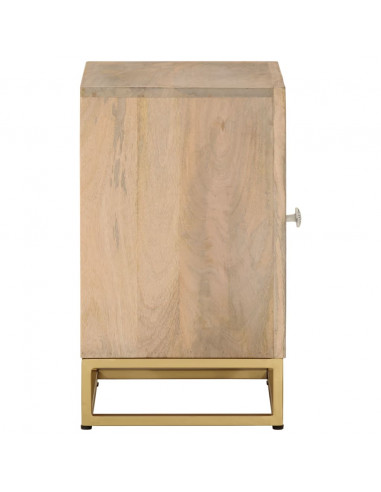Comodino 40x30x50 cm in Legno Massello di Mango e Ferro