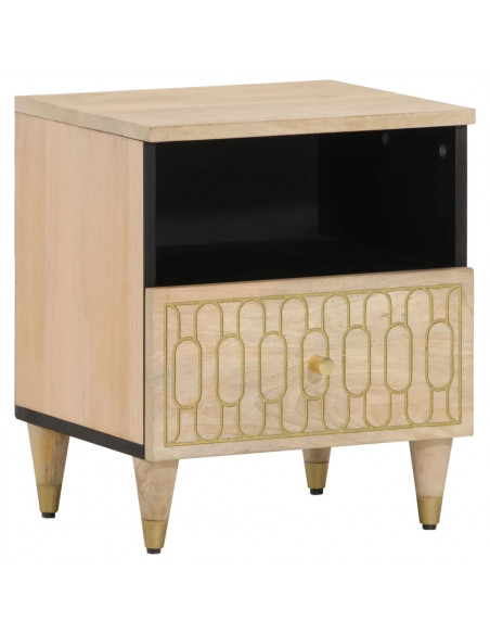 Comodino 40x33x46 cm in Legno Massello di Mango
