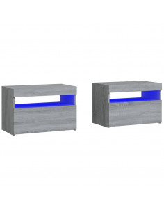 Comodini 2 pz con Luci LED Grigio Sonoma 60x35x40 cm 2