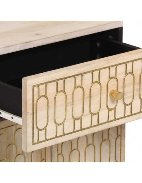 Comodino 50x33x60 cm in Legno Massello di Mango