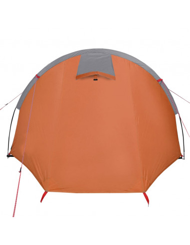 Tenda da Campeggio a Tunnel per 4 Persone Grigio e Arancione