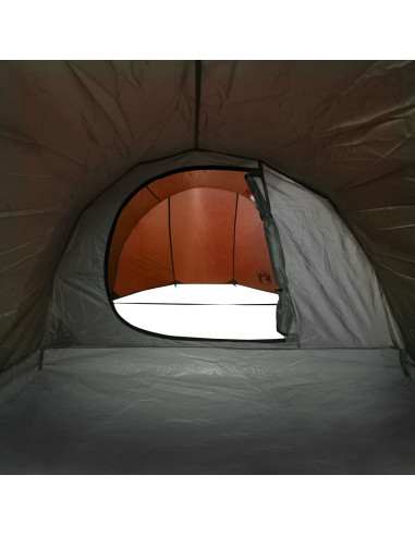 Tenda da Campeggio a Tunnel per 4 Persone Grigio e Arancione
