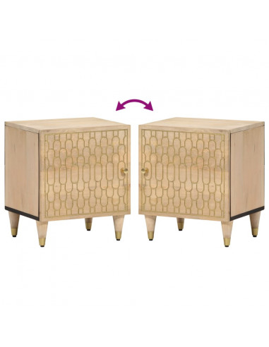 Comodini 2pz 40x33x46 cm in Legno Massello di Mango