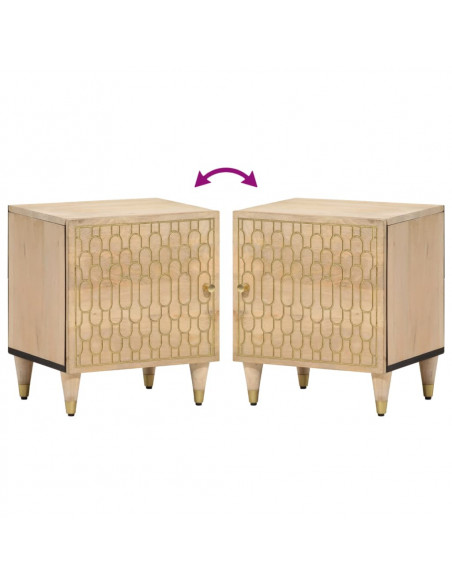 Comodini 2pz 40x33x46 cm in Legno Massello di Mango