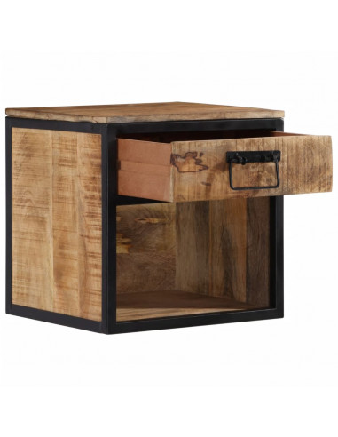 Comodino 40x35x40 cm in Legno Massello di Mango