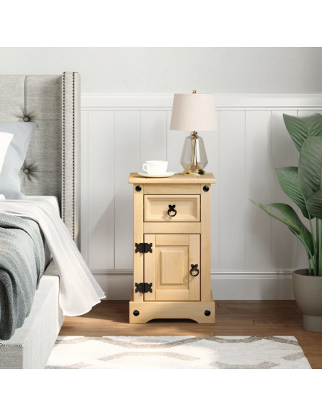 Comodino Corona 35x32,5x58 cm in Legno Massello di Pino