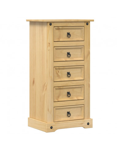 Comodino Corona 53x39x103 cm in Legno Massello di Pino