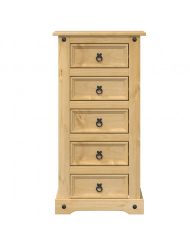 Comodino Corona 53x39x103 cm in Legno Massello di Pino