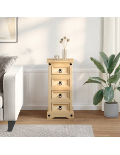 Comodino Corona 35x32,5x74 cm in Legno Massello di Pino 2