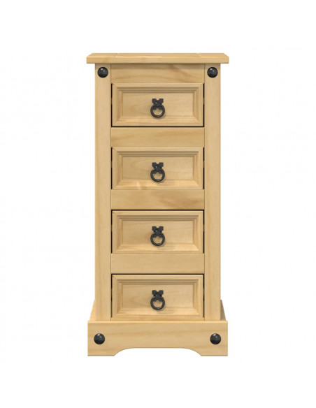 Comodino Corona 35x32,5x74 cm in Legno Massello di Pino