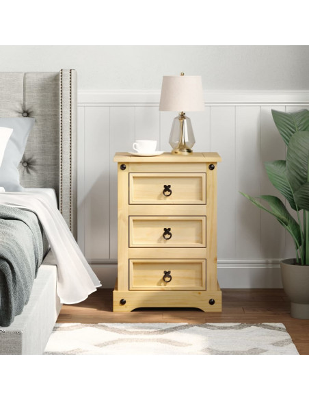 Comodino Corona 53x39x66 cm in Legno Massello di Pino