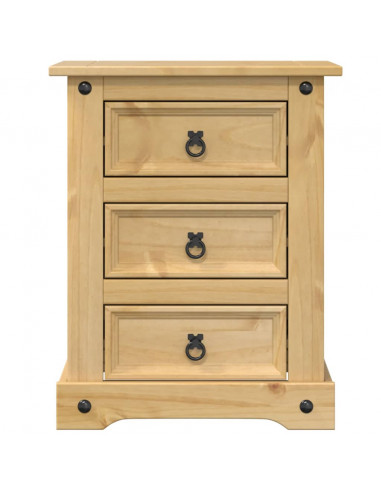 Comodino Corona 53x39x66 cm in Legno Massello di Pino