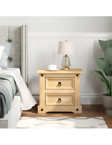 Comodino Corona 53x39x50 cm in Legno Massello di Pino