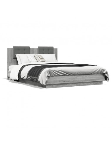 Giroletto Testiera Grigio Sonoma 140x200 cm Legno Multistrato