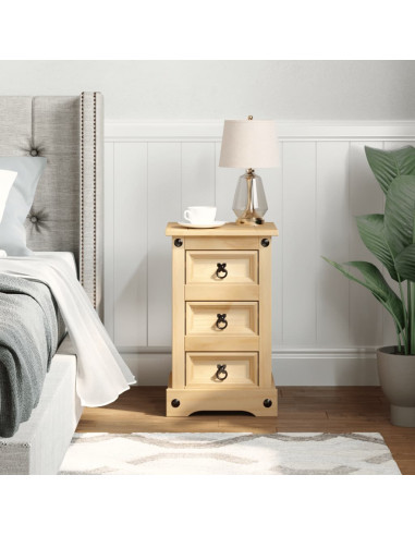 Comodino Corona 35x32,5x58 cm in Legno Massello di Pino