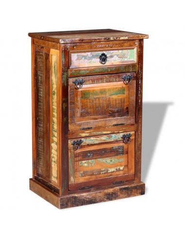 Scarpiera a 4 Livelli con Cassetto Legno Massello di Recupero