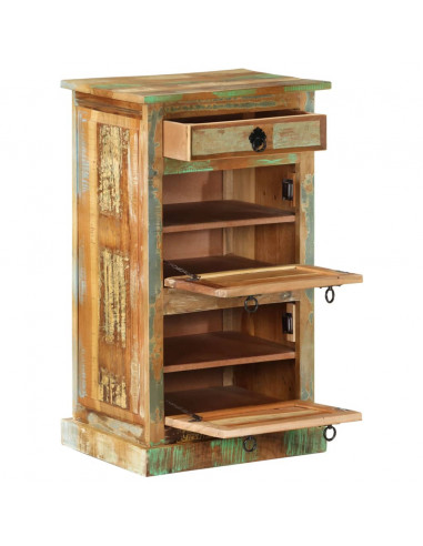 Scarpiera a 4 Livelli con Cassetto Legno Massello di Recupero