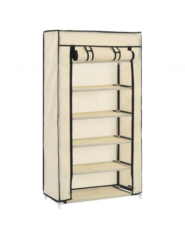 Scarpiera Coperta Crema 58x28x106 cm in Tessuto