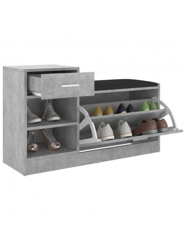 Panca Porta Scarpe Grigio Cemento 94,5x31x57 cm Multistrato