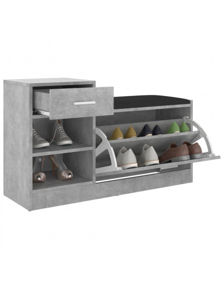 Panca Porta Scarpe Grigio Cemento 94,5x31x57 cm Multistrato