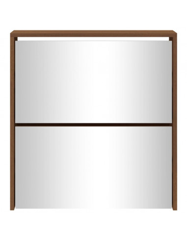 Scarpiera con Specchio a 2 Livelli Rovere marrone 63x17x67 cm