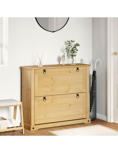 Scarpiera Corona 99x32x85 cm in Legno Massello di Pino