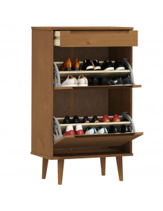 Scarpiera MOLDE Marrone 59,5x35x103cm in Legno Massello di Pino 2
