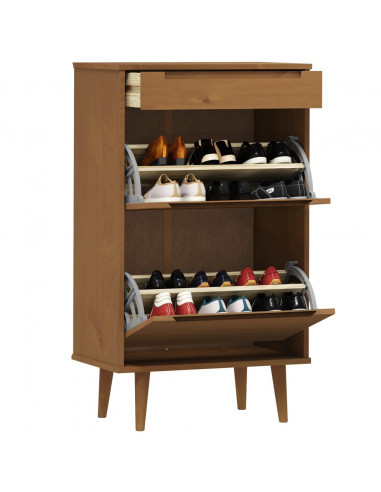 Scarpiera MOLDE Marrone 59,5x35x103cm in Legno Massello di Pino