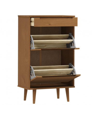 Scarpiera MOLDE Marrone 59,5x35x103cm in Legno Massello di Pino