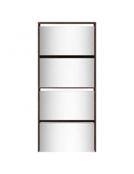 Scarpiera con Specchio a 4 Livelli Rovere Marrone 63x17x134 cm