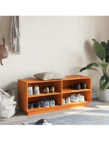 Scarpiera Marrone Cera 110x34x45 cm in Legno Massello di Pino