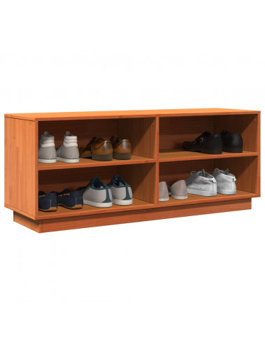 Scarpiera Marrone Cera 110x34x45 cm in Legno Massello di Pino