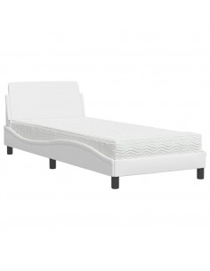 Letto con Materasso Bianco 90x190 cm in Similpelle 2
