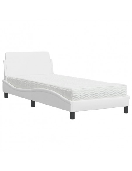 Letto con Materasso Bianco 90x190 cm in Similpelle