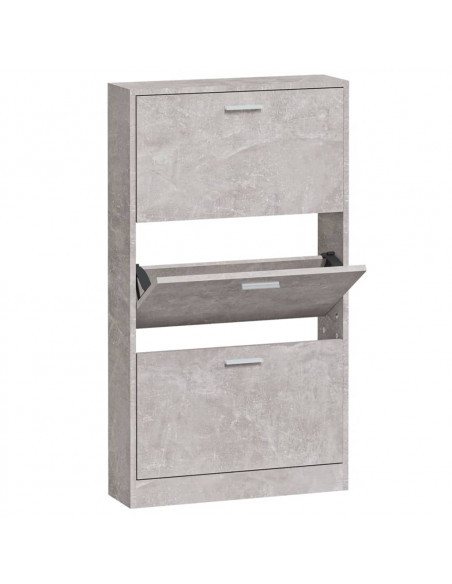 Scarpiera Grigio Cemento 59x17x108 cm in Legno Multistrato