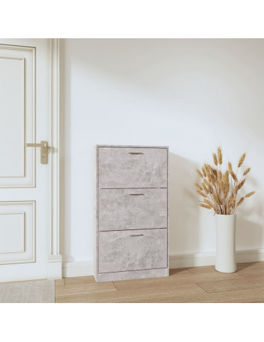 Scarpiera Grigio Cemento 59x17x108 cm in Legno Multistrato