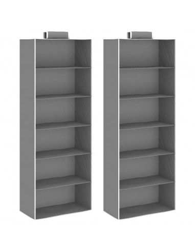 Organizer per Armadio da Appendere 2 pz con 6 Ripiani Tessuto